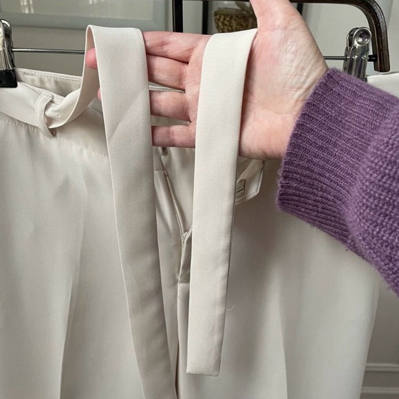 Banana Republic Straight Leg Ivory Stone Tie Waist Pants 8 - Picture 3 of 8